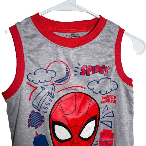 Marvel Spider-Man Tank Top Boy's 6 Gray Graphic Tee Sleeveless Red - Picture 7 of 7